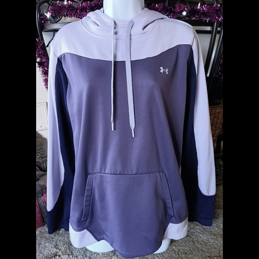 💜*4/$15* Under Armour Loose Fit Pullover Hoodie Sweatshirt Purple Womens Medium